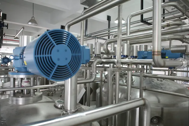 Industrial plant with pipework and processing machinery
